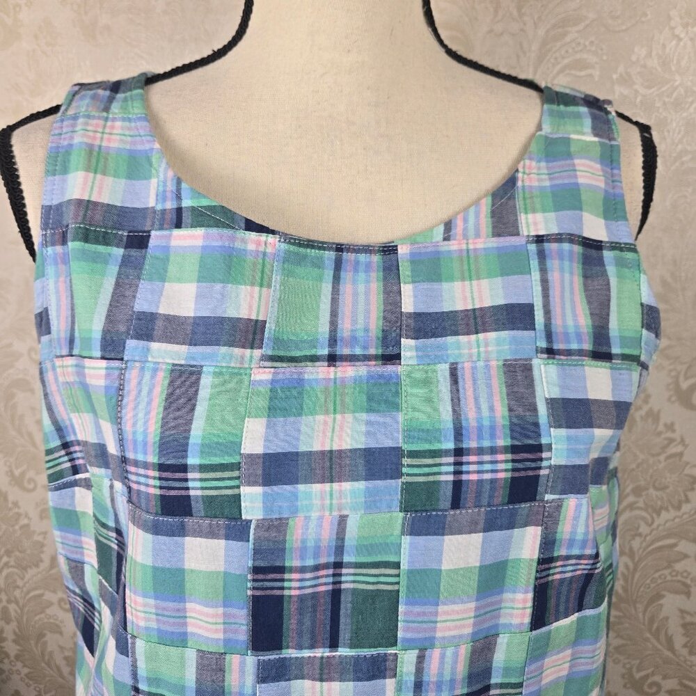 Talbots Size Small Plaid Patchwork Sleeveless Top… - image 2